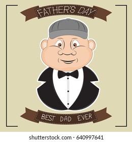 Greeting card: Best dad ever. Cute mans face for father's day celebrations.