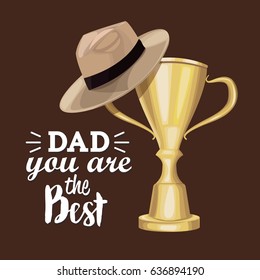 greeting card best dad in the world with trophy hat father design