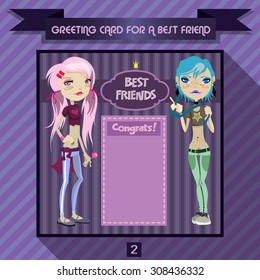 Greeting card for a best friend. Birthday greetings for girls.