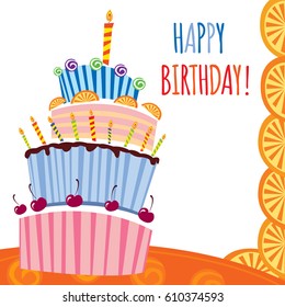 Greeting card with big cake