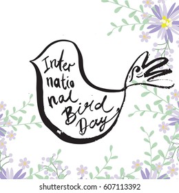 Greeting card of the Bird Day. Vector abstract background