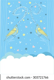 Greeting card with a bird sitting on a branch.