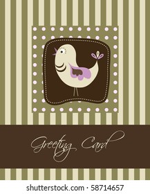 Greeting card with bird, vector