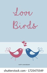 Greeting card with birds in love