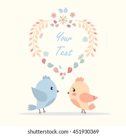 greeting card with birds in love