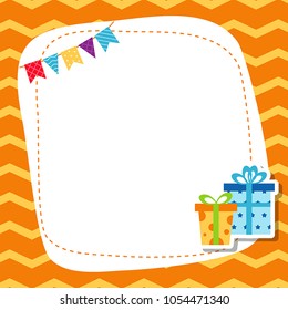 Greeting card with birhday gift. Vector background.