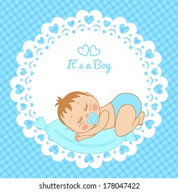 Greeting card with the birth of a boy