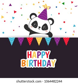 Greeting card for Birthday with cute panda.