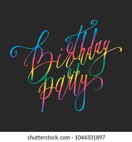 greeting card birthday lettering in rainbow color