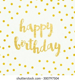 greeting card for birthday with pattern of gold foil confetti on watercolor background