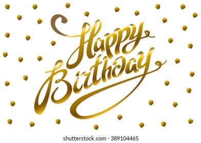greeting card for birthday with pattern of gold foil confetti on watercolor background art