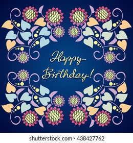 Greeting card for birthday. Vector clip art.