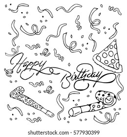 Greeting card birthday vector illustration. Cloth design, wallpaper, wrapping, textiles, paper, cards, invitations, holiday