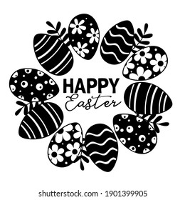 greeting card with black easter eggs
