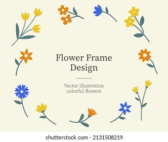 Greeting card. Bloom. Colorful Flowers Horizontal frame. Vintage floral illustration. Birthday and holidays