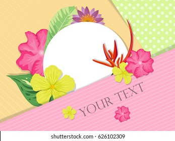 Greeting card with blossom flowers vector illustration.