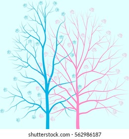 greeting card with blossoming tree