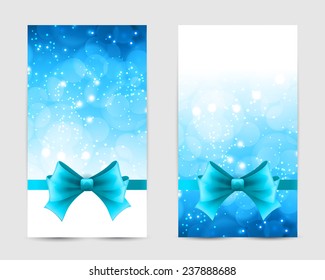 Greeting card with blue bow