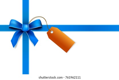 greeting card with Blue Bow .Vector.