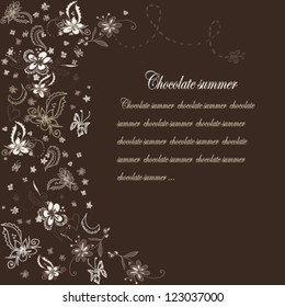 Greeting card with blue flowers and place for text
