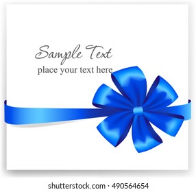 Greeting card with a blue ribbon. Vector image 