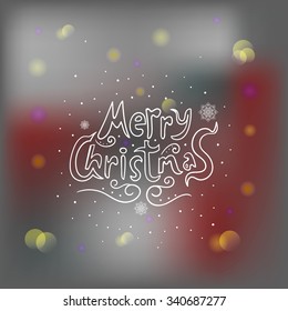 Greeting card with blur effect and text Merry Christmas. New Year illustration