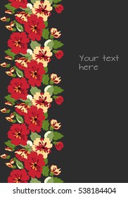 Greeting card with border of flowers. Use as invitation card for wedding, birthday and other holiday.