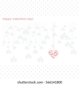 Greeting Card. Bouquet of flowers in a heart-shaped on a background with dots and place for text.