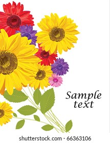 greeting card with a bouquet of flowers vector