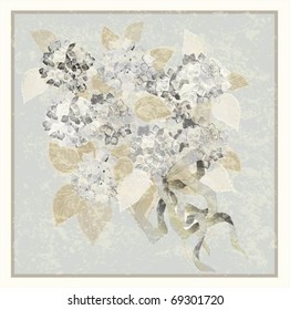 Greeting card with a bouquet of hydrangea.