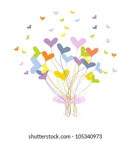 Greeting card with bouquet made of hearts