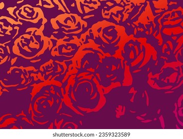 Greeting card with a bouquet of red roses. Valentines Day greeting card. Vector illustration for poster, cards, flyer, invitation cards.