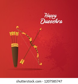 Greeting card with bow and quiver for Dussehra Navratri festival. Vector illustration. 10 eps.