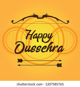 Greeting card with bow and quiver for Dussehra Navratri festival. Vector illustration. 10 eps.