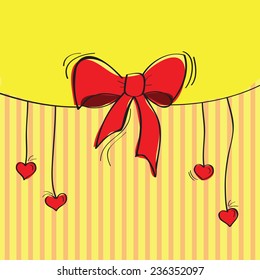 Greeting card with the bow - vector illustration