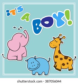 Greeting card it's a boy vector illustration