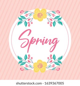 greeting card with branches with flower. spring station. vector illustration
