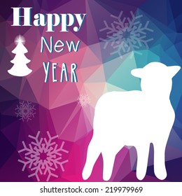 Greeting card with bright design Merry Christmas and Happy New Year, 2015 of ship (chinese). Great for your design with triangle elements