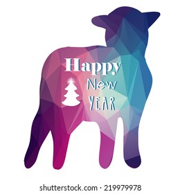 Greeting card with bright design Merry Christmas and Happy New Year, 2015 of ship (chinese). Great for your design with triangle elements