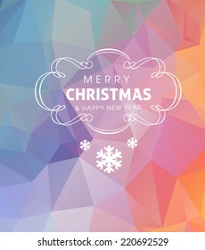 Greeting card with bright design Merry Christmas and Happy New Year, 2015 of goat (chinese). Great for your design with triangle elements