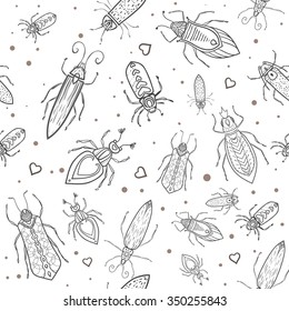 Greeting card with bug. Ornamental of Insect made in vector. 