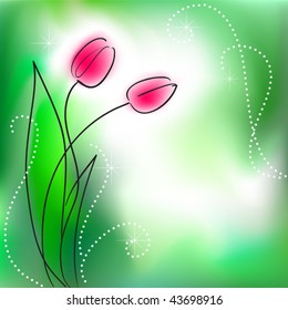 Greeting card with bunch of flowers vector illustration