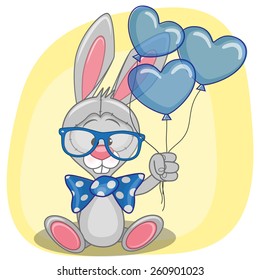 Greeting card Bunny with balloons 