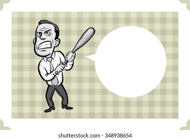 Greeting card with businessman with baseball bat - just add your text