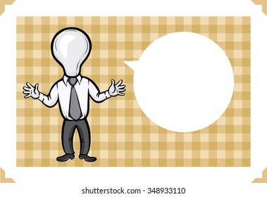 Greeting card with businessman full of ideas - just add your text