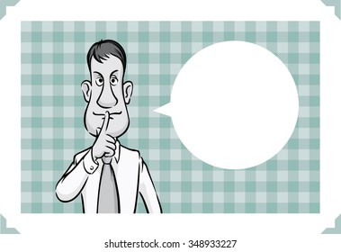 Greeting card with businessman keepng silence - just add your text