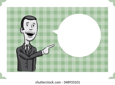 Greeting card with businessman pointing - just add your text