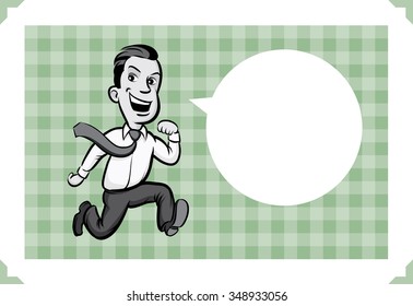 Greeting card with businessman running - just add your text