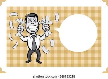 Greeting card with businessman shaking money - just add your text