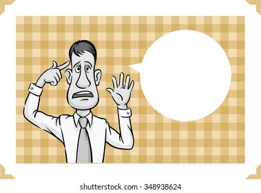 Greeting card with businessman showing madness - just add your text